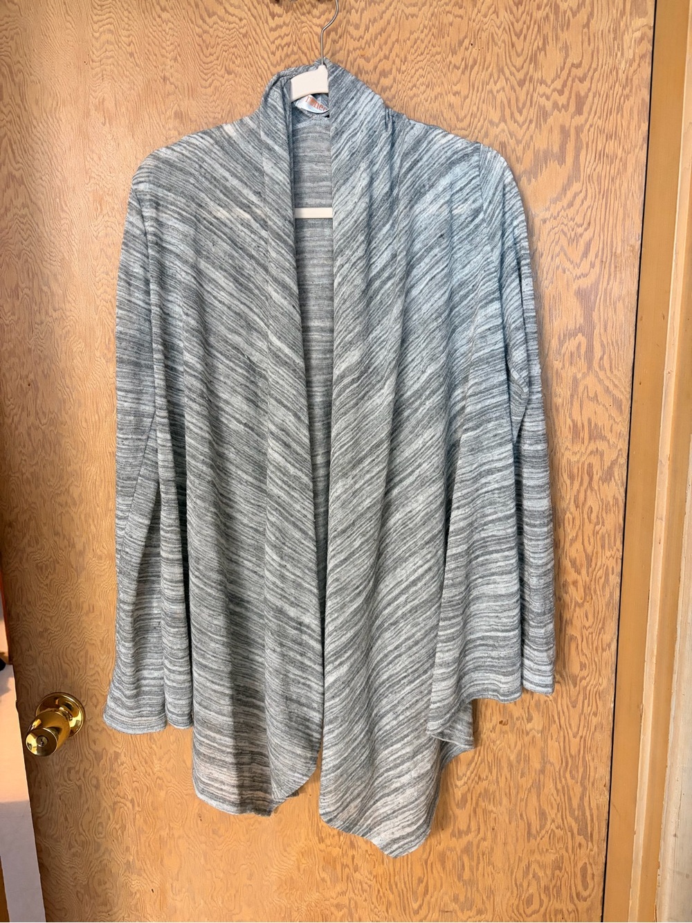 Renee C. Heathered Gray Open-Front Draped Cardigan